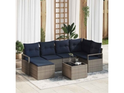 Vidaxl Conjunto De Sofás 7 Unid. Cinzeto Vime Pe