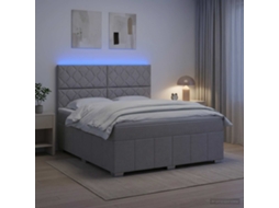 Vidaxl Cama Box Com Led E Colchão Cinzento-claro 160 X 200 Cm Tecido