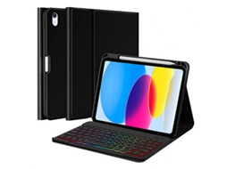 Capa Teclado Bluetooth Czhhmart Para Ipad 7th/8th/9th (10.2) Polegadas, Con Teclado Retroiluminado De 7 Núcleos (negro)