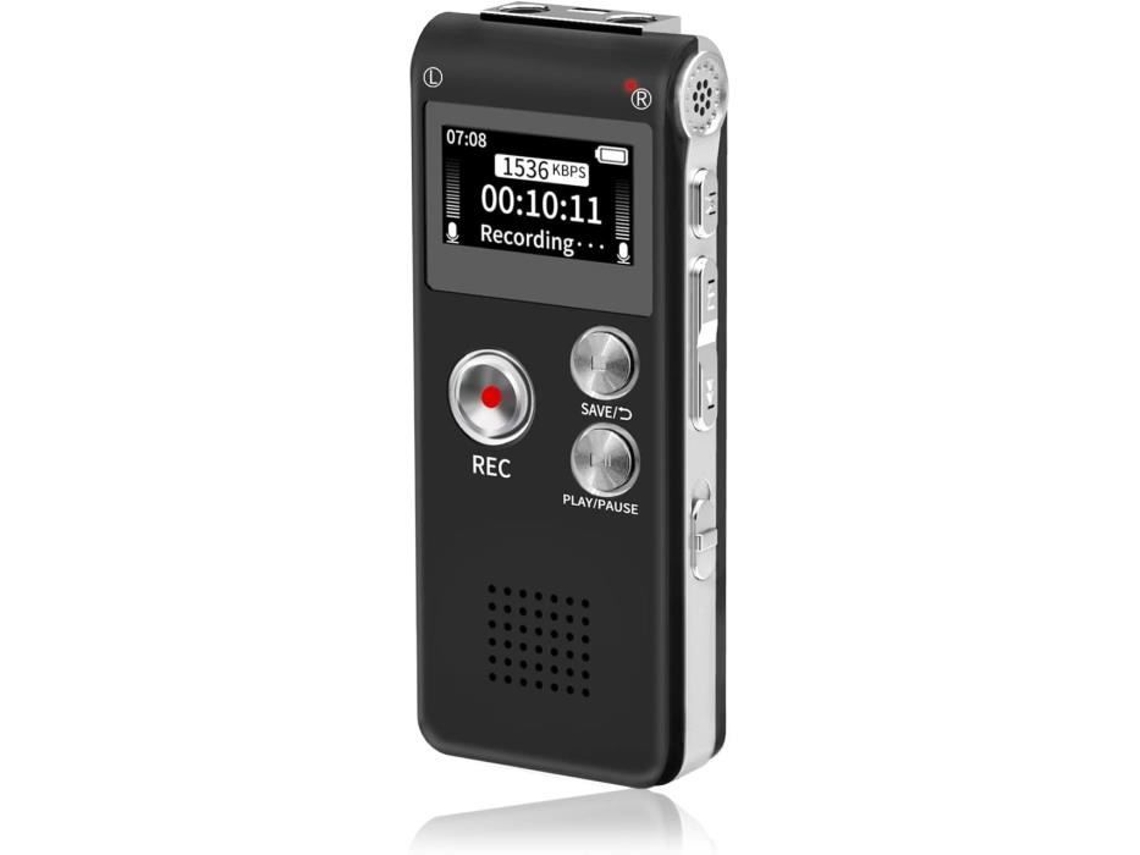 Gravador de voz digital Fikyra 16 GB, recarregável por USB e 30 horas de gravação, reprodutor de áudio digital e MP3, para genérico
