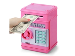 Cofrinho Porco Eletrônico Atm com Senha, Presente Infantil para Crianças a Partir de 3 Anos, Rosa