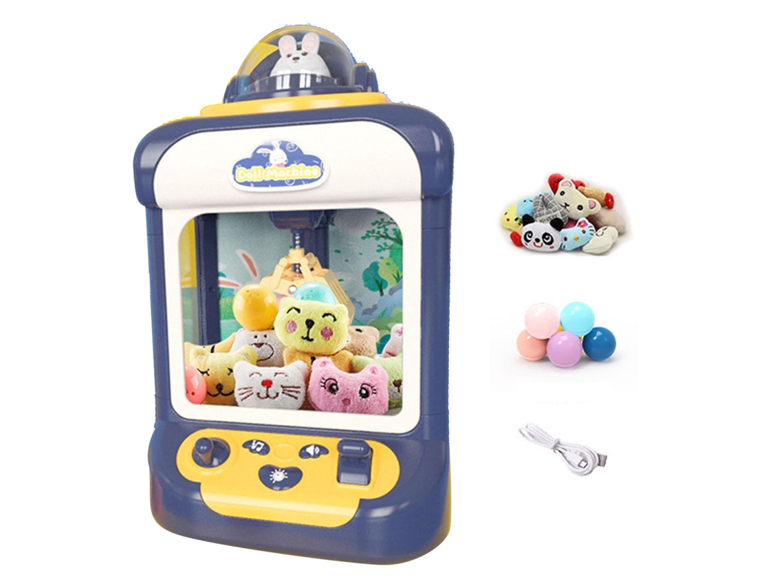 Ats máquina de Garra Pequena para Crianças com Alavancas Duplas, Brinquedos de Pelúcia e Bolas Coelho Azul