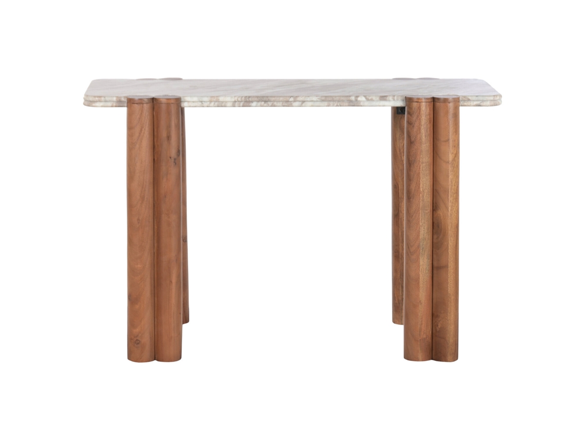 Console de Mármore Marrom com Tampo de Madeira ALEXANDRA HOUSE LIVING (120x53x75cm)