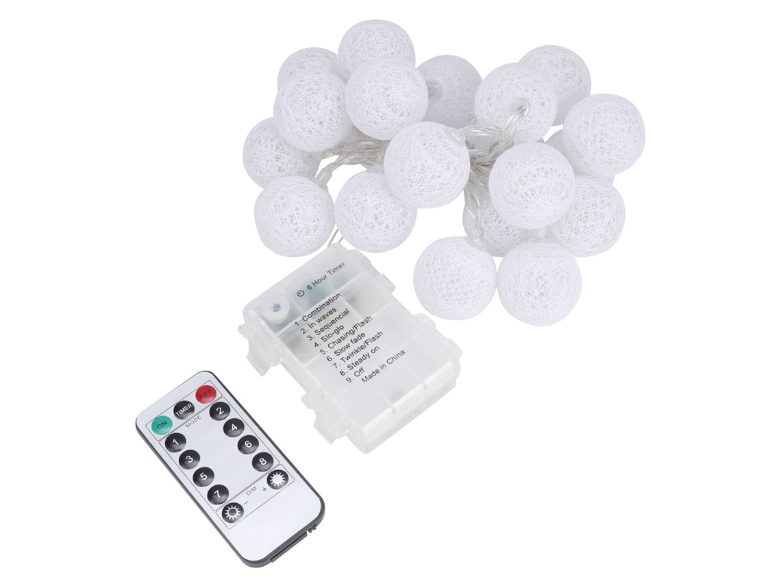 Laxiscreed Cordão De Luz Led Com Bolas De Algodão Para Decoração De Natal E Festas Festivas