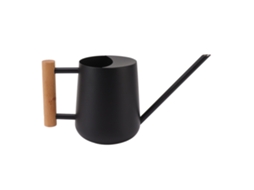 Regador 900ml Aço Inoxidável Bico Longo Cabo De Madeira Elegante Vaso De Rega De Flores Para Jardim Família Exterior Preto