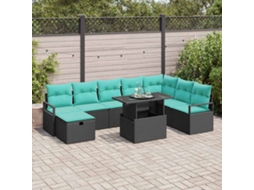 Vidaxl Conjunto De Sofá De Jardim 9 Unid. Vime Pe