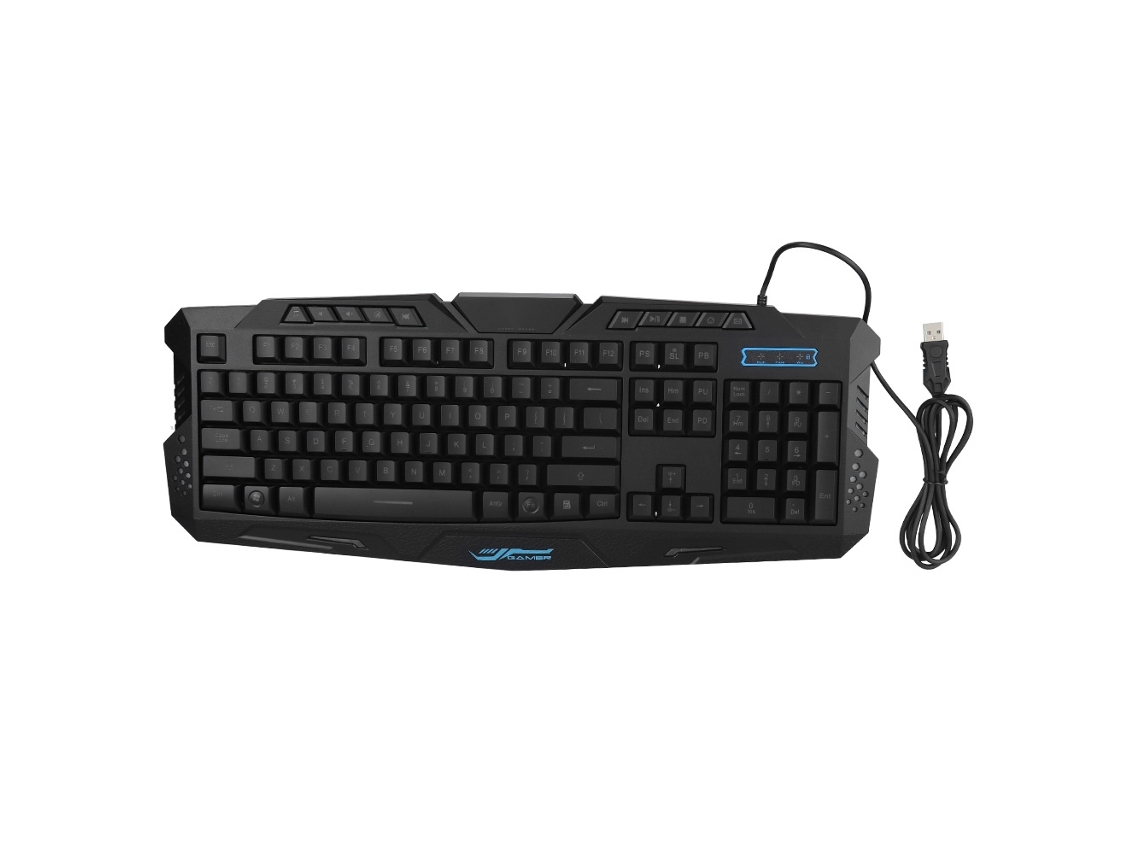 Teclado Gamer M200 com Iluminação Três Cores 114 Teclas Usb 1,5m Material Abs