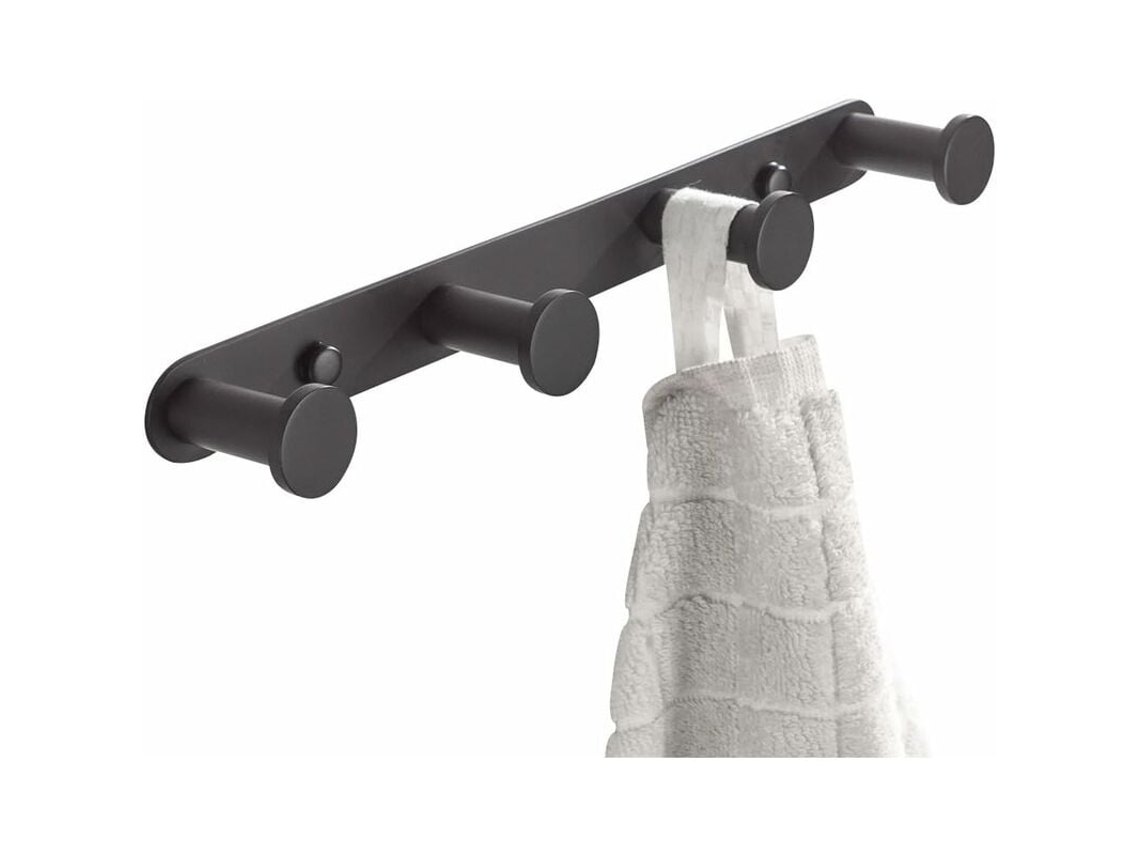 Gancho de parede de aço inoxidável Slowmoose, 4 ganchos, acabamento preto fosco para banheiro e porta