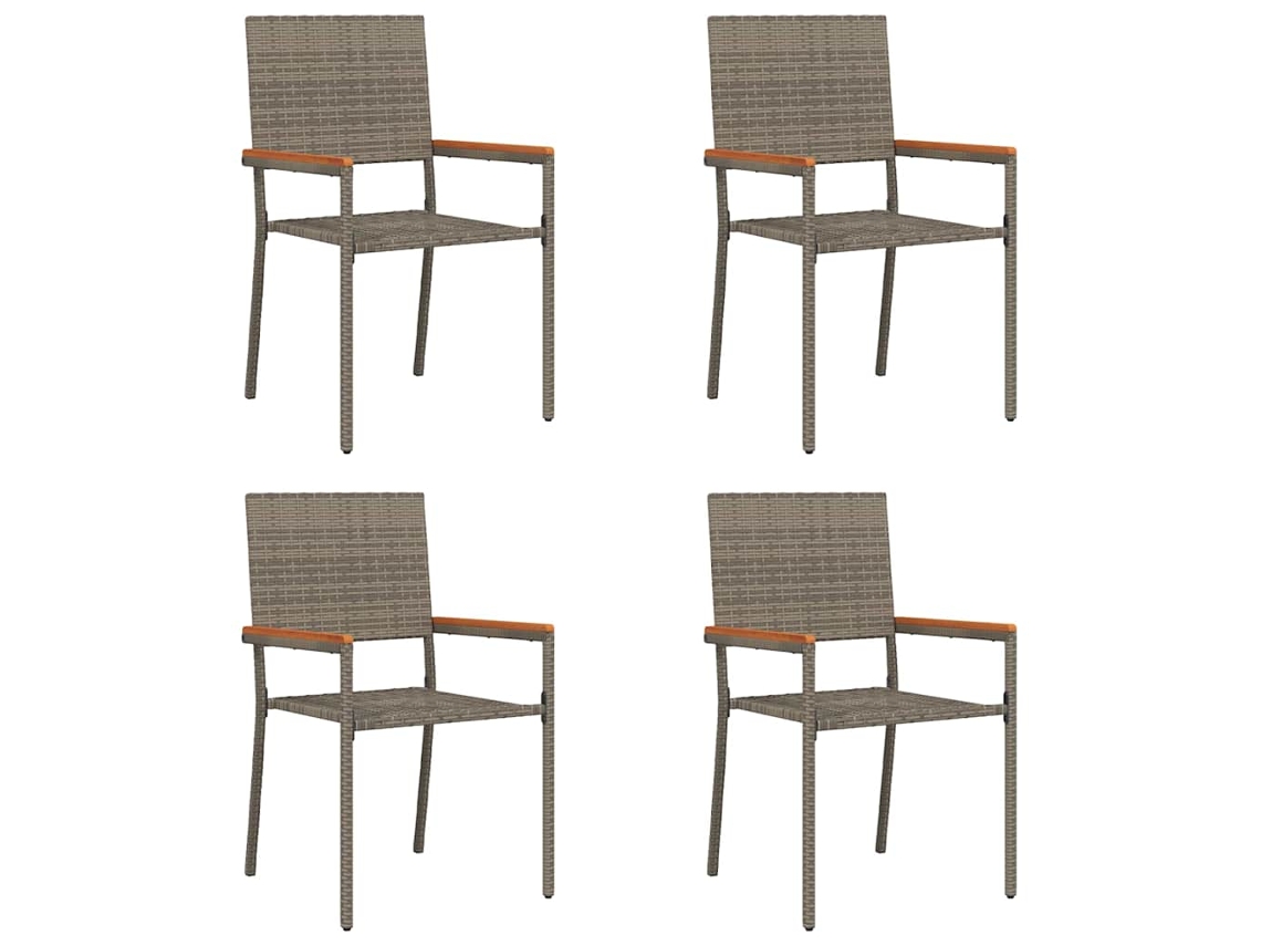 Maison Exclusive - Cadeiras Empilháveis Para Jardim 4 Unid. Cinza E Marrom