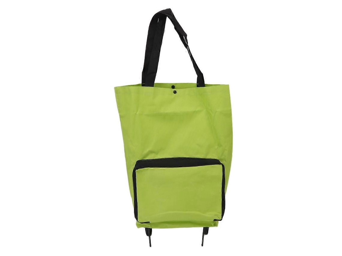 Carrinho de Compras Dobrável com Rodas, Bolsa de Armazenamento Multifuncional em Tecido, Bolsa de Compras Portátil Verde. GOKOCO