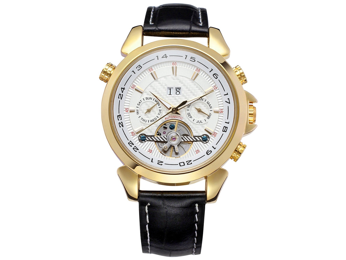 Reloj Automático Mecánico Hombre Impermeable Forsining (dial Blanco Caja Oro)