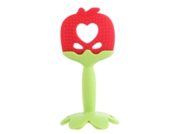 Brinquedo Mordedor Para Bebê Em Silicone Forma De Fruta Alivia Gengivas Lavável Maca