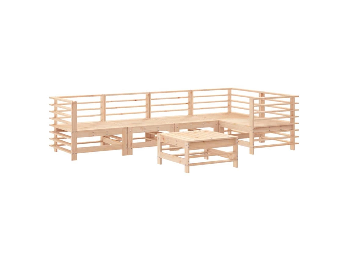 6 Pcs Conjunto Lounge de Jardim Pinho Maciço MAISON EXCLUSIVE