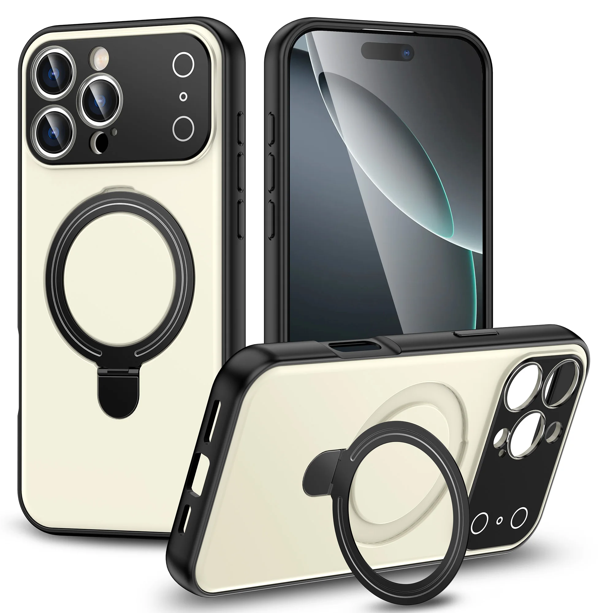 Capa Dobrável Com Suporte Magnético Para Iphone 17 Pro Max (branca), Compatível Com Carregamento Sem Fio.
