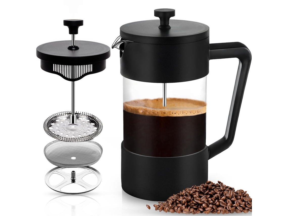 Cafeteira Francesa De Vidro Com Capacidade Para 1000ml, Cabo Macio Antiderrapante, Ideal Chá E Café, Perfeita Uso Doméstico, Viagens Camping