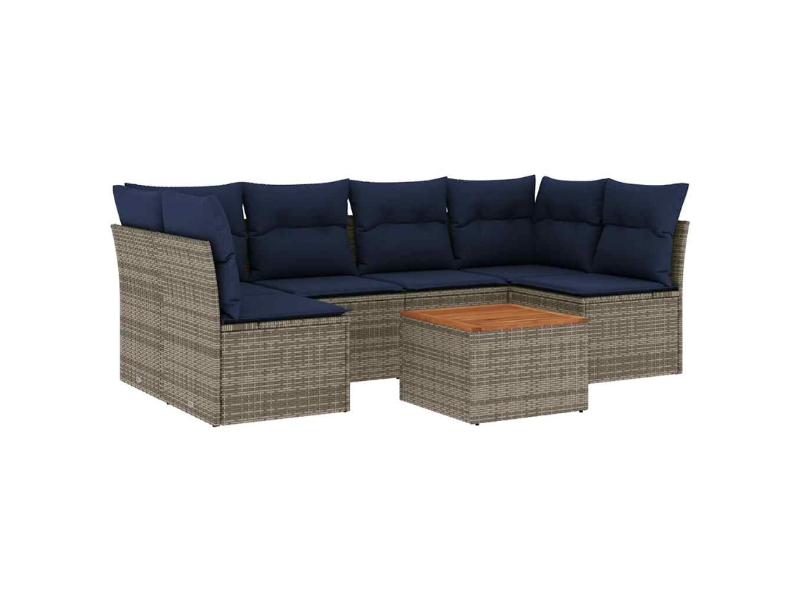 Conjunto de 7 Sofás para Jardim com Almofadões Vime Pe Cinzento MAISON EXCLUSIVE (7 pcs)