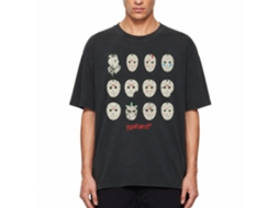 Rockinstone Friday The 13th Masks Black T-shirt Size:l