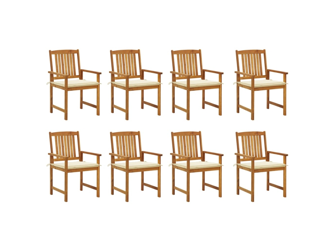 Cadeiras De Jardim Com Almofadões 8 Pcs Acácia Maciça Dkd Home Decor