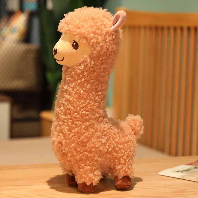 Boneca de Pelúcia de Alpaca, Pelúcia Macia e Longa, Almofada de Alpaca e Ovelha MDUG (alpaca Marrom 53cm)