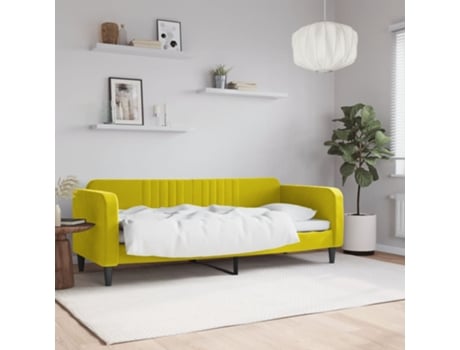 Sofá Cama VIDAXL Veludo Amarelo (80x200 cm)