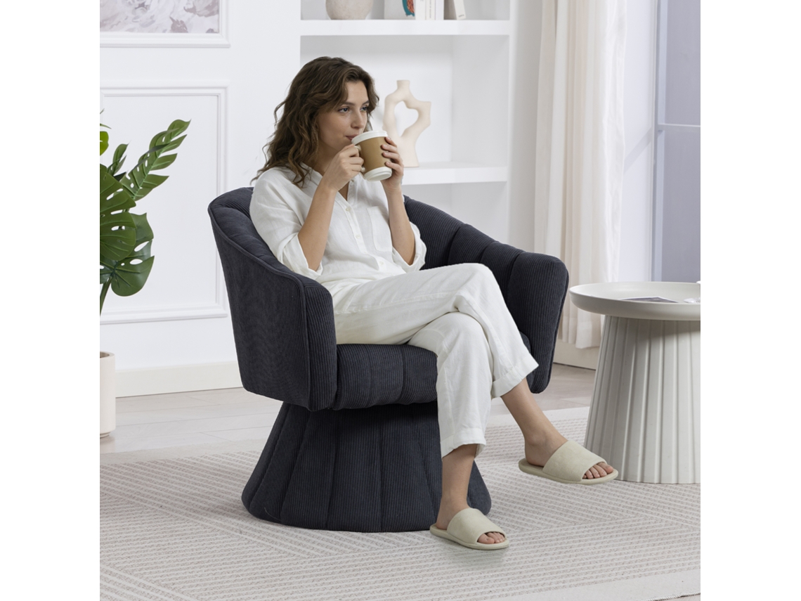 Cadeira Giratória 360° Ergonômica, Braços Envolventes, Design Moderno, Base Estável. Ideal Para Escritório Ou Home Office. Cinza Escuro.