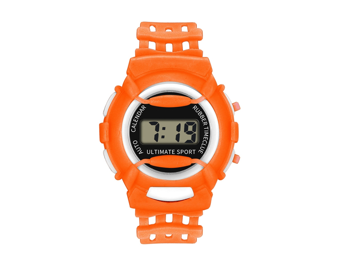 Relógio Eletrônico Infantil Impermeável 30m Pulseira de Qualidade 5 Cores Laranja
