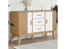 Vidaxl Aparador Olden 114x43x73,5 Cm Pinho Maciço Branco E Castanho