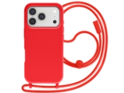 Avizar Capa Para Iphone 17 Pro Max Soft Touch Com Cordão De Pescoço Vermelho