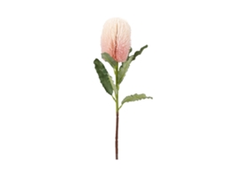 Flor Artificial Banksia Rosa Branco Para Decoração