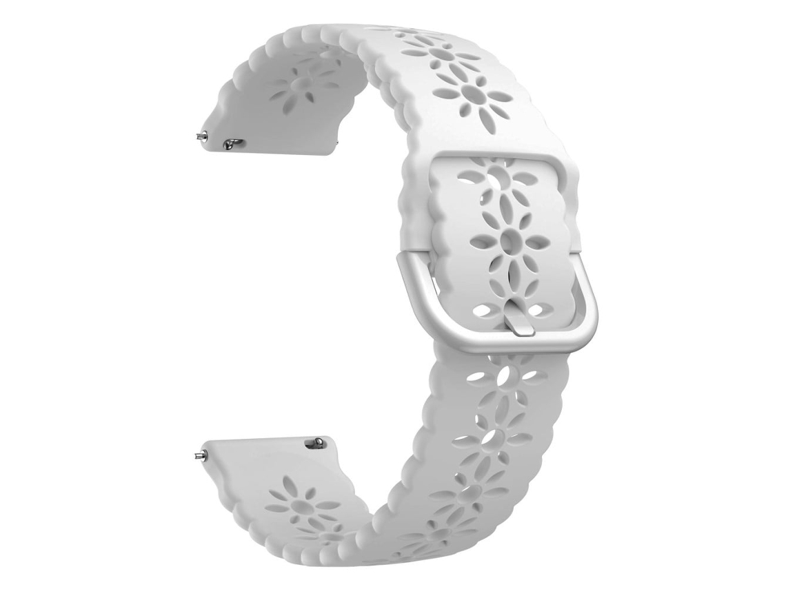 Pulseira Para Samsung Galaxy Watch 5 (44 Mm) / (40 Mm) / Pro Com Estampa De Flor Vazada - Branca