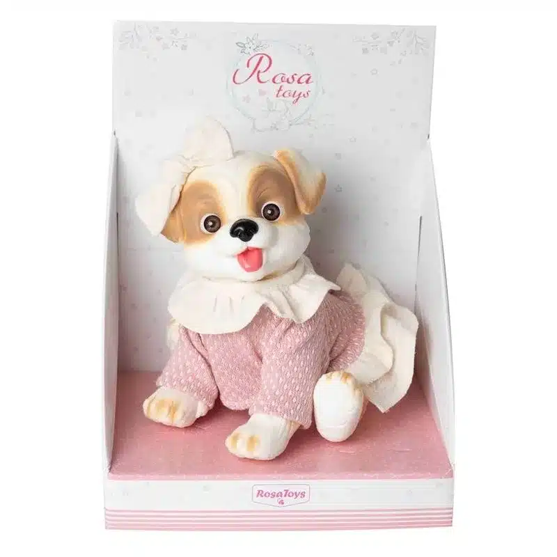 Perrito Blanco Con Lazo Rosa Y Vestido Con Volantes 2606 Rosa Toys Más De 3 Añosrosa Toys