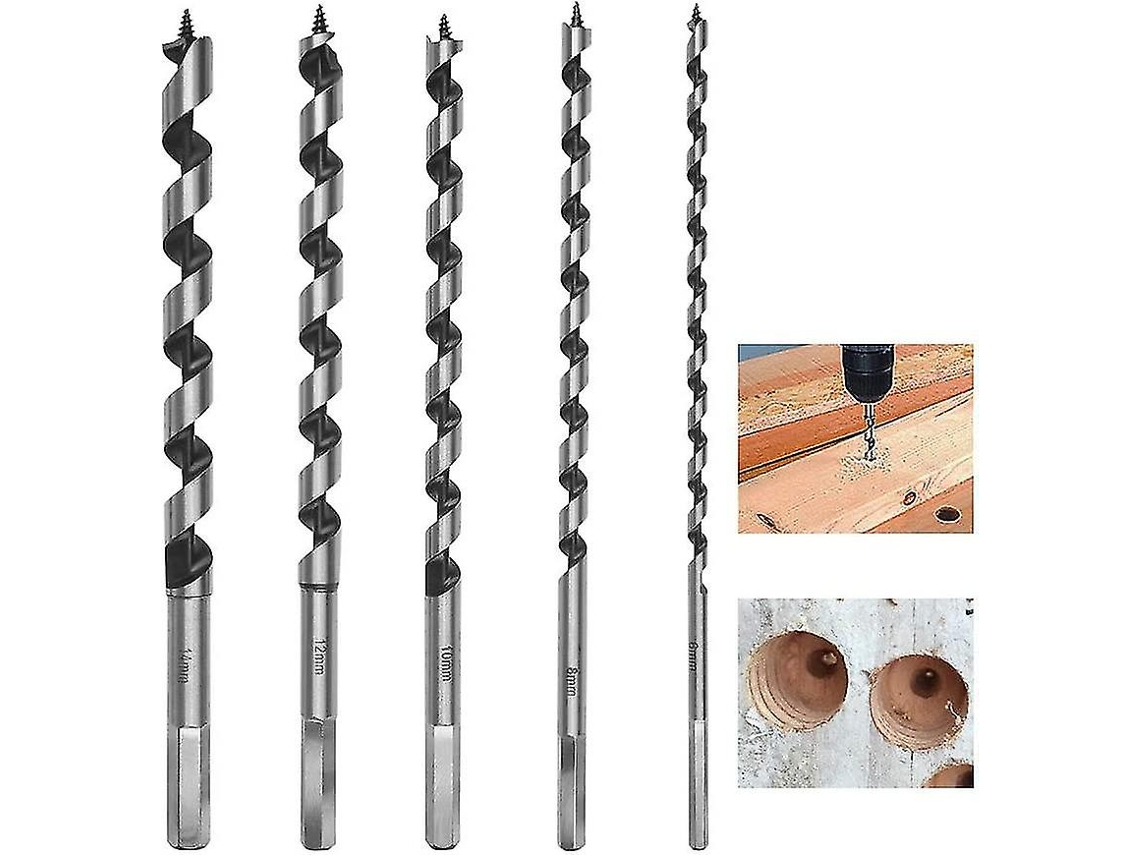 Broca de Barrena Hexagonal de 5 Tamaños para Madera Y Plástico Con Mango Hexagonal Y Cabeza Autodirigida