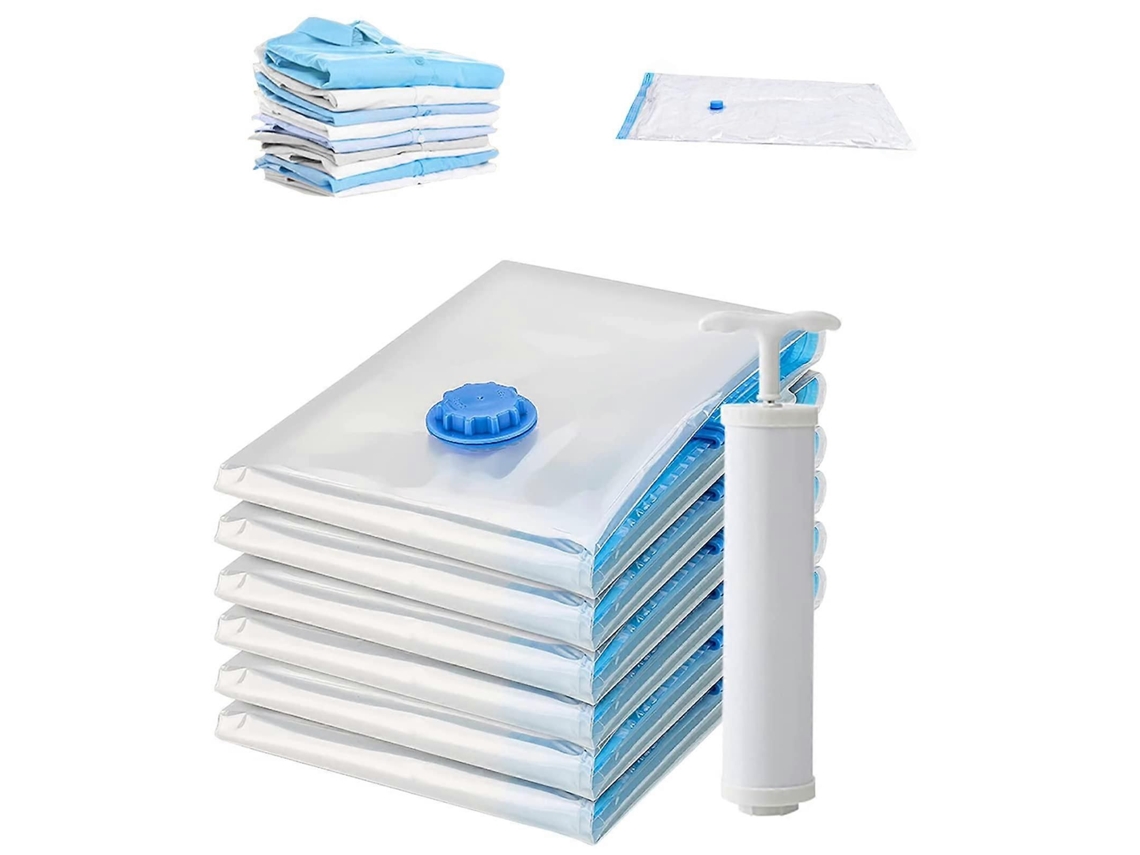 Sacos A Vácuo Para Roupas, Conjunto De 6 Unidades Com Bomba Manual Viagens, Edredons E Roupa Cama.
