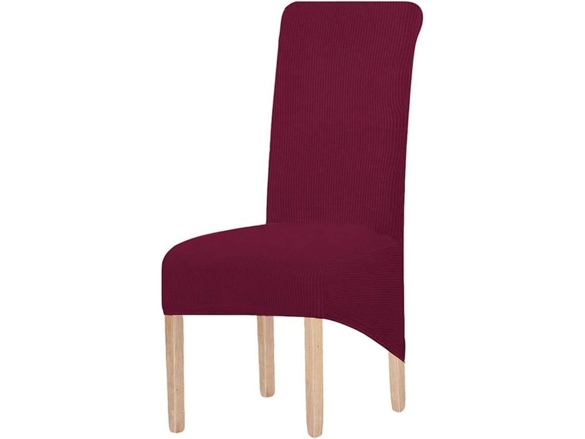 Fundas De Silla De Comedor Jacquard Elástica Grande (vinho Tinto, 2 Peças)