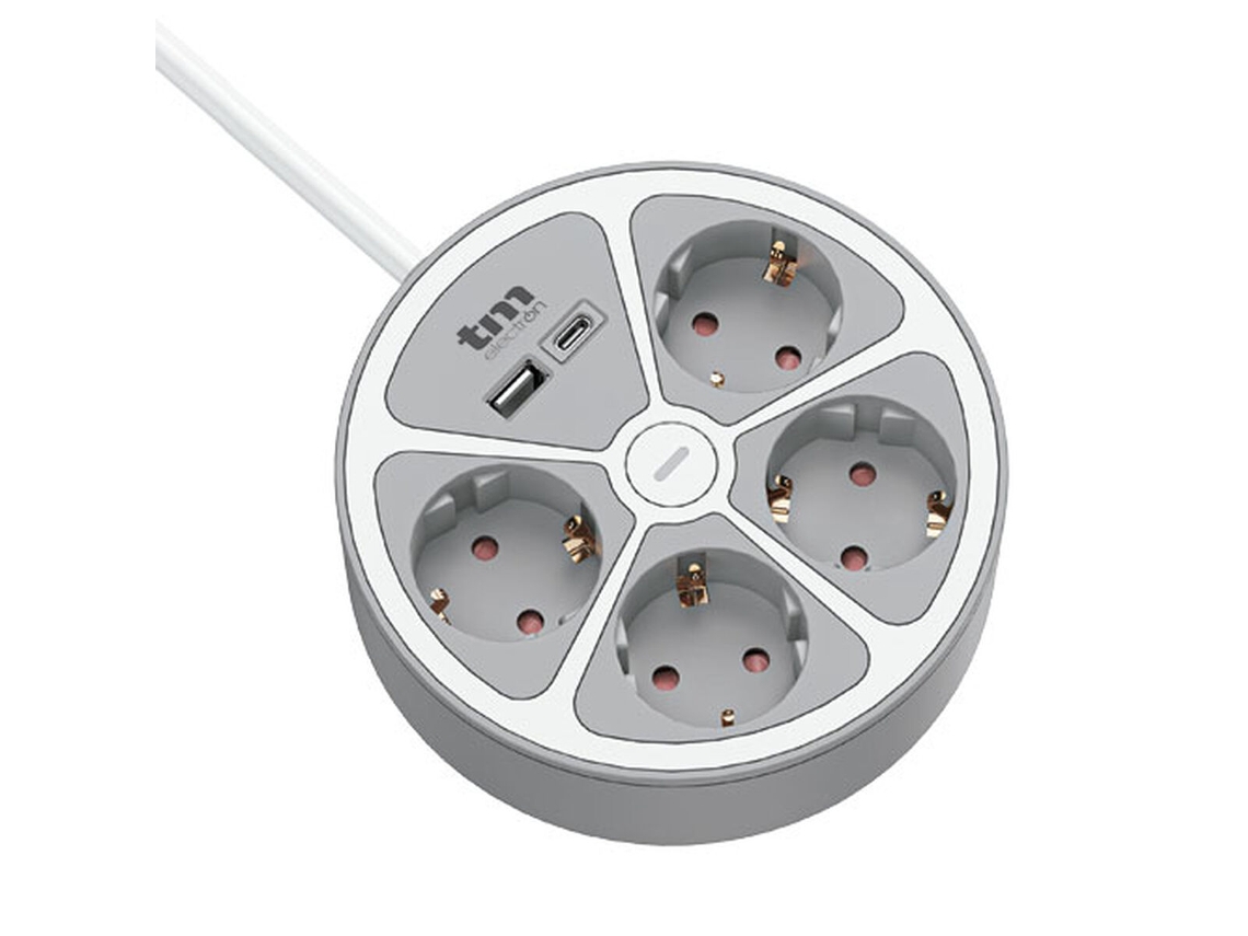 Extensão Com 4 Tomadas Com Interruptor Tm Electron Tmuad554cb (cinzento 3680 W 4 Schuko)