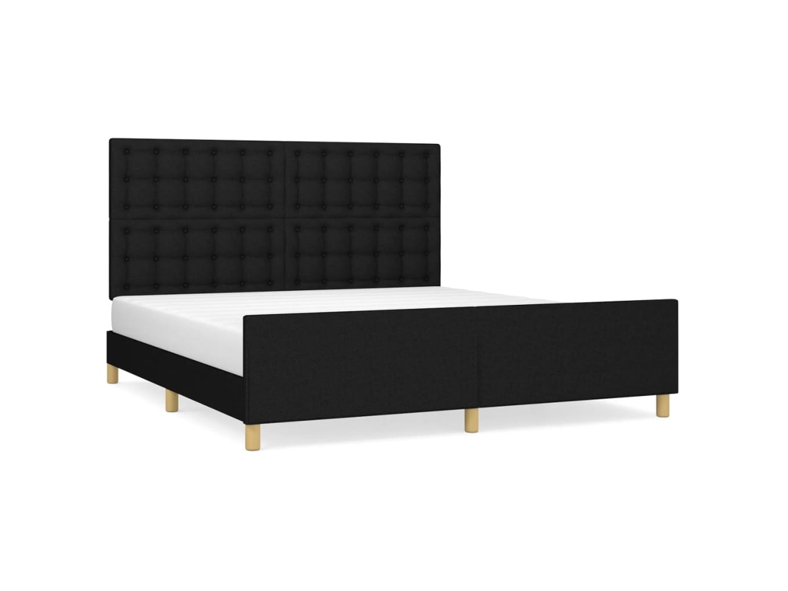 Bed Frame With Headboard, Bed Frames With Headboards Vidaxl Preto Tecido (180 X 200 Cm)