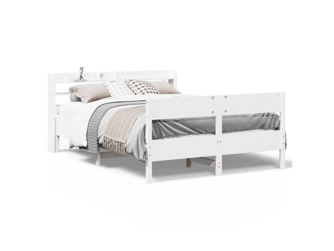 Bed Frame, Bed Frames Vidaxl Branco Madeira De Pinho (140 X 200 Cm)