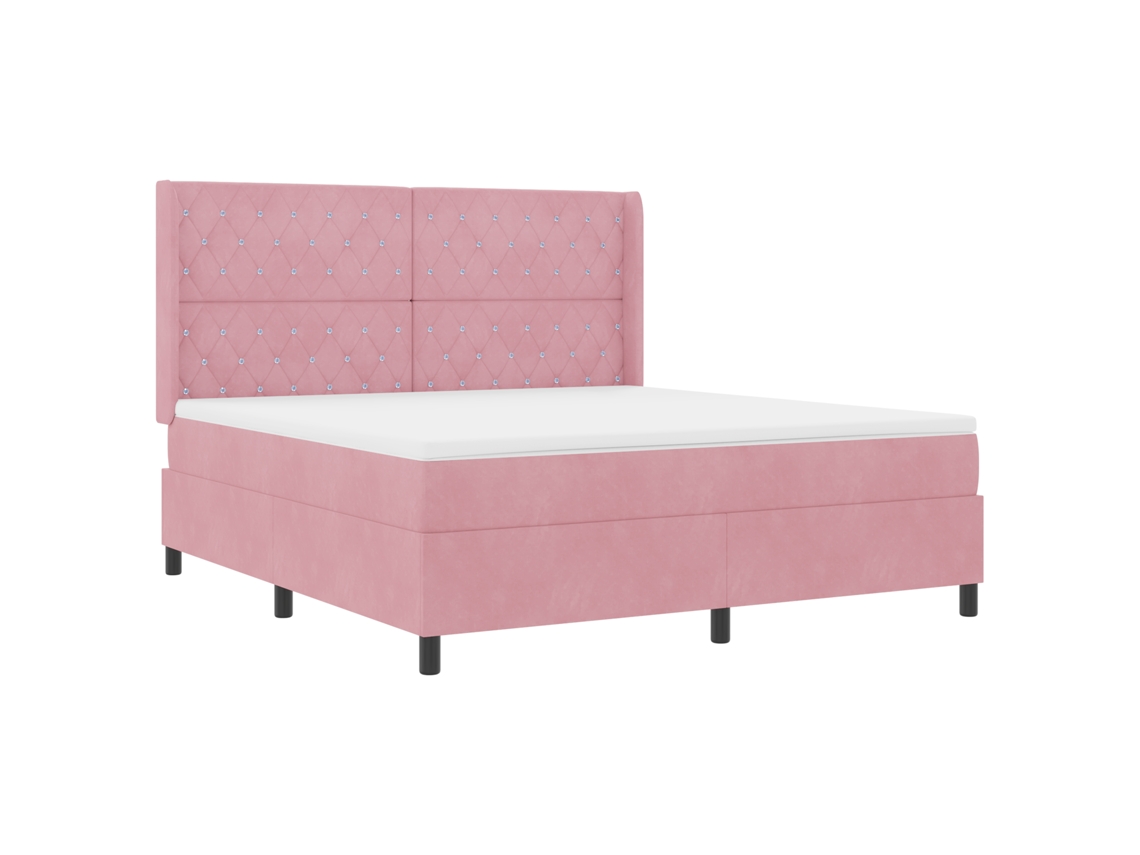 Colchão De Cama De Casal De Veludo Rosa Vidaxl Rosa Veludo (180x200 Cm)