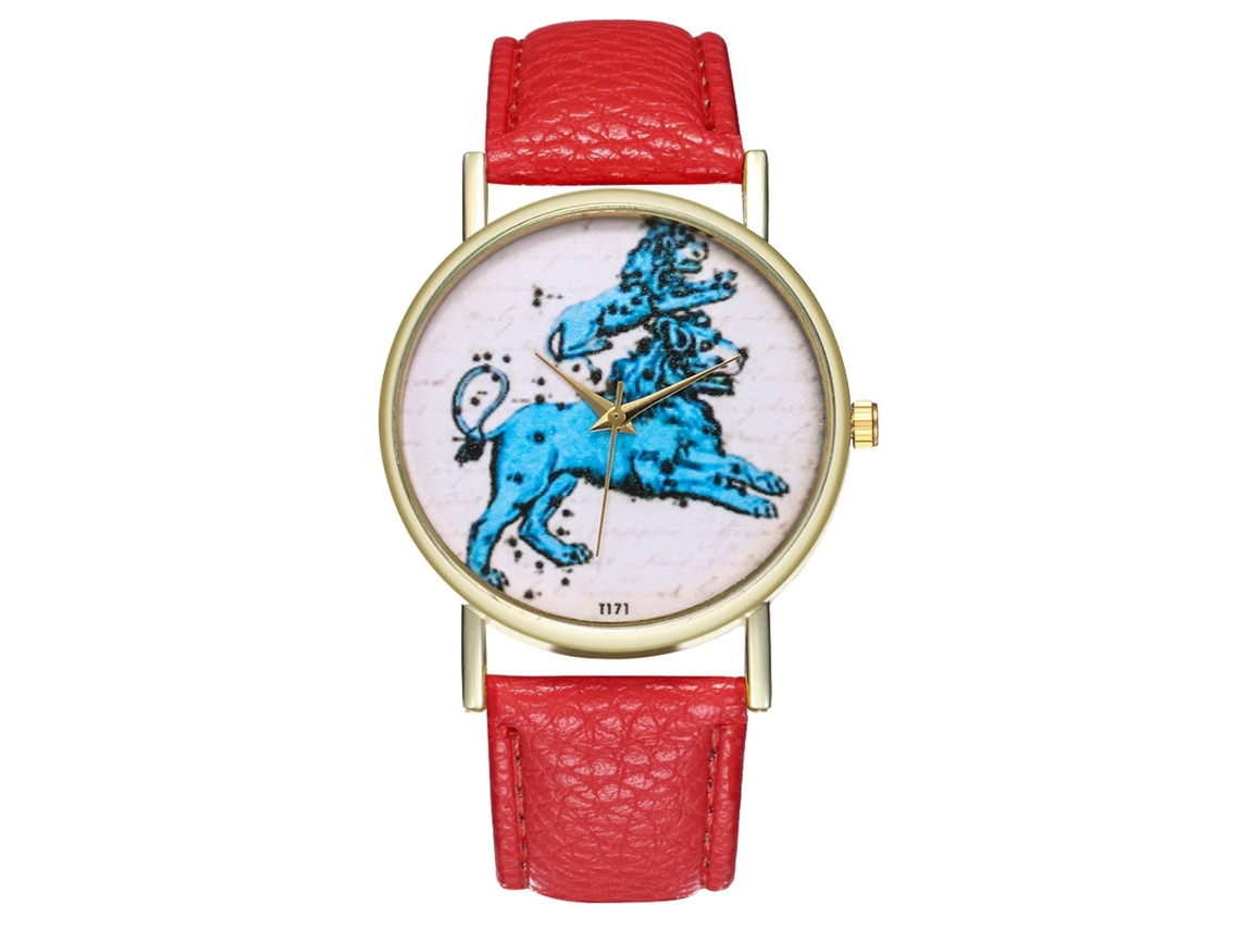 Reloj De Moda Casual Unisex De Cuarzo Con Correa De Cuero Zhoulianfa Rojo