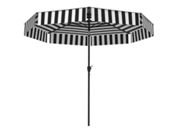 Chapéu de Sol para Jardim Ø263 cm com ângulo ajustável, manivela e proteção uv 30+ preto e branco ORBITRA COMMERCE