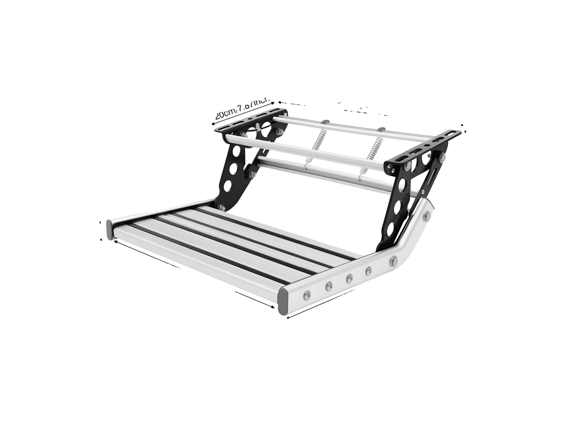 Escada De Rv Dobrável, Capacidade De Carga 150 Kg, Prevenção De Escorregamento Com Luz Led, Prata
