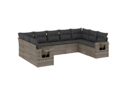 Conjunto de 9 Sofás para Jardim com Almofadões Vime Pe Cinzento MAISON EXCLUSIVE (90x200 cm)
