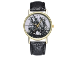Relógio de pulso masculino Simple Vintage em couro PU, movimento de quartzo, modelo T63-a, preto.