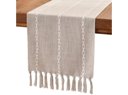 KOFIHETY Caminho De Mesa Em Algodão E Linho Estilo Fazenda 120cm Com Borlas Para Decoração De Mesa De Jantar, Festas E Sobremesas (café Claro, 33120cm)