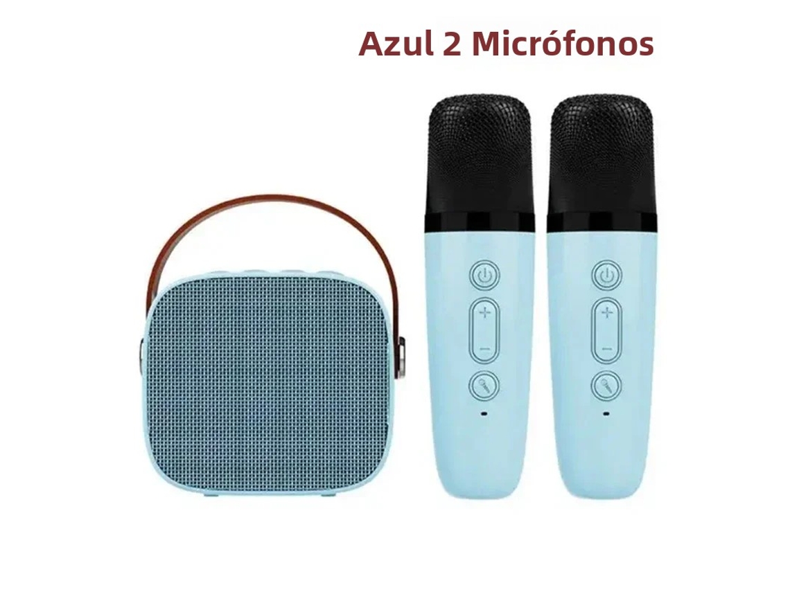 Máquina de Karaokê Sem Fio com Dois Microfones e Som Surround Estéreo de Alta Definição. MDUG (azul + 2 Microfones)