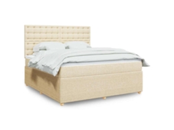 Vidaxl Cama com Molas/colchão 180x200 Cm Tecido Cor Creme