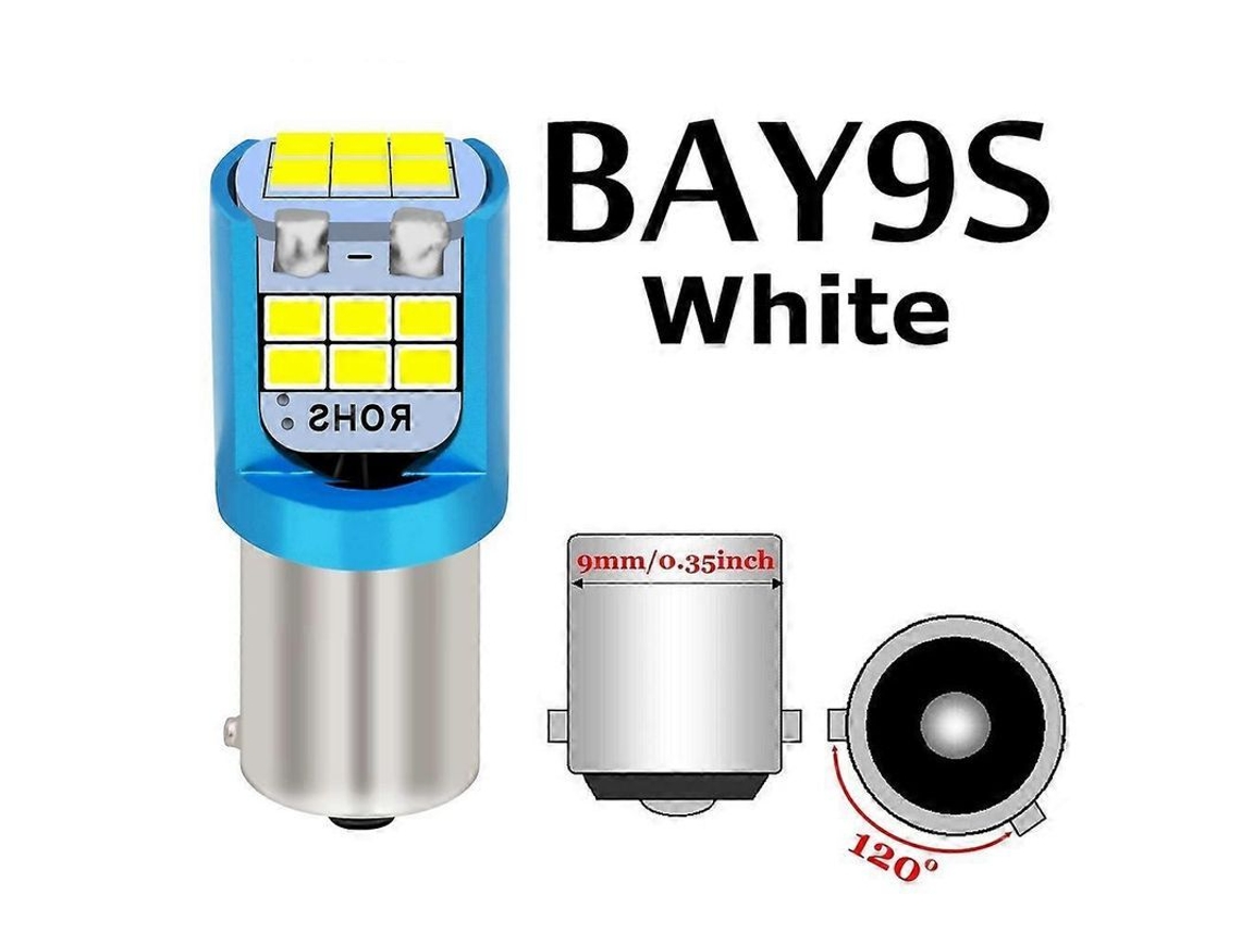 Lâmpadas De Led Para Carro Ba9s/bax9s/bay9s 12v Brancas Super Brilhantes Com 80000 Horas De Vida Útil Bay9s Branco