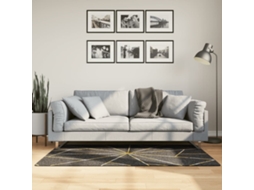 Vidaxl Tapete Lavável 80x150 Cm Preto E Dourado