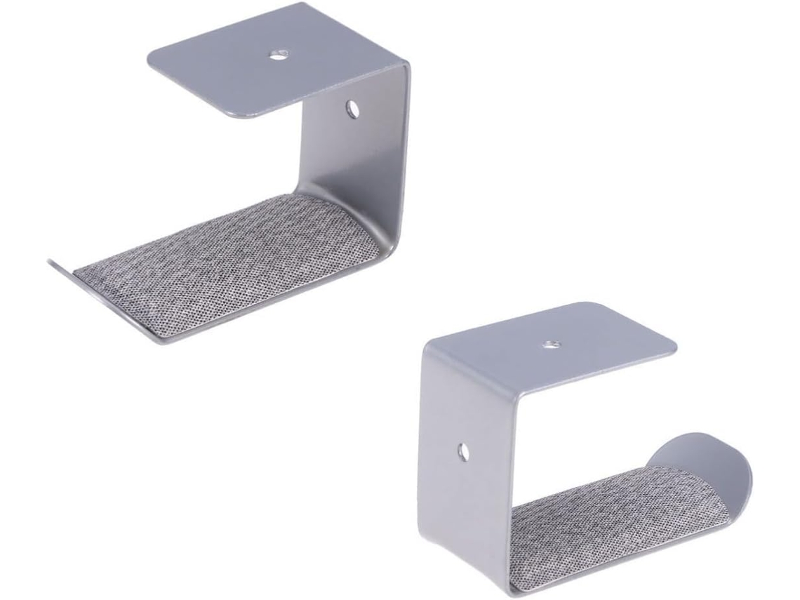 Suporte Para Fones De Ouvido Cabilock Em Metal Prateado Uso Embaixo Da Mesa, Com Montagem Estável E Design Compacto Para