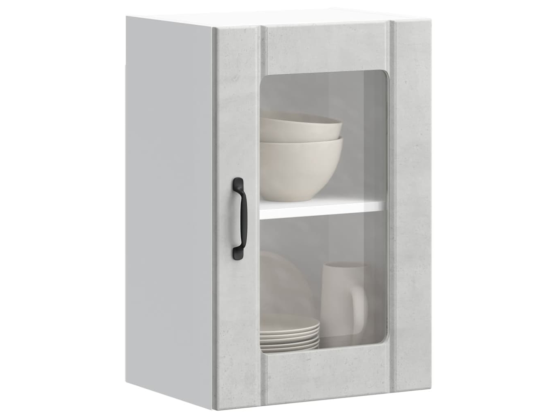 Vidaxl Armário De Parede De Cozinha Porta Vidro Lucca Cinzento Cimento